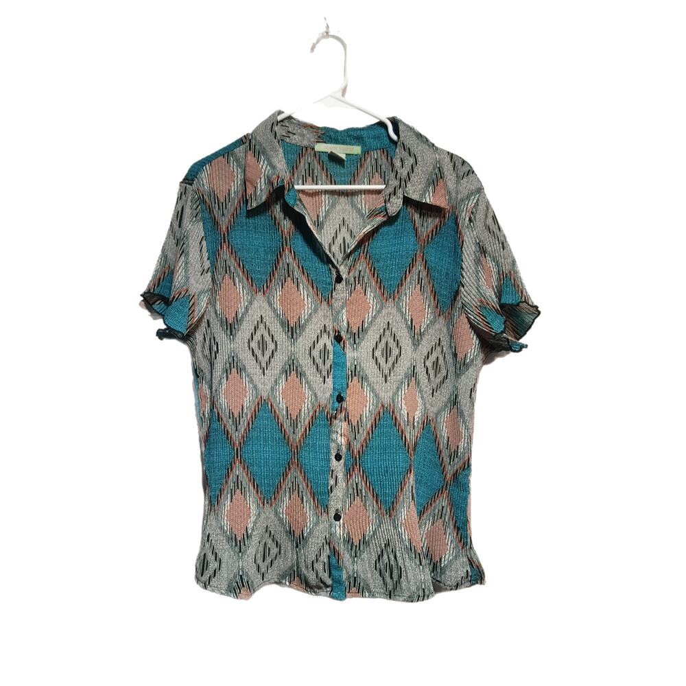 Peach Velvet Women's Button Up Shirt Size 16W